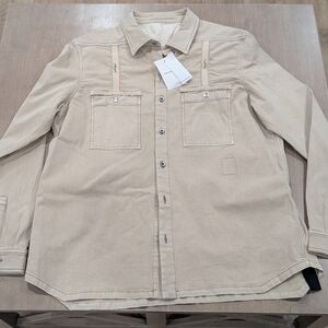 $1350 Mens DRKSHDW Rick Owens Patch Pocket Button Up Work Shirt Mineral XL